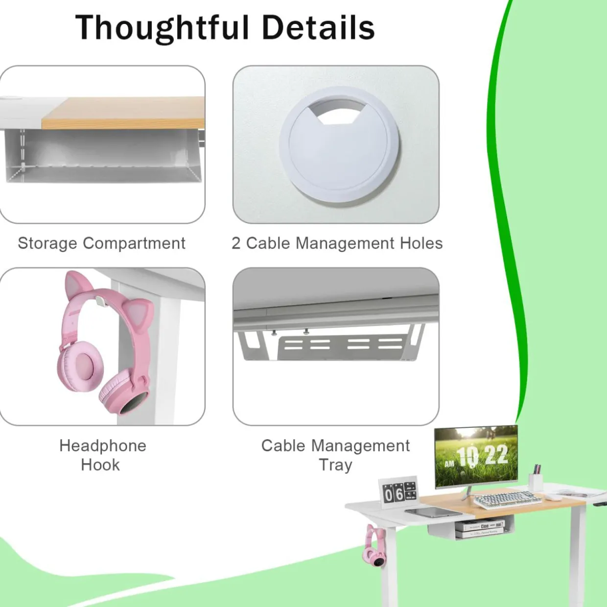 55"x 28" Height Adjustable Electric Standing Desk, Sit Stand Desk w/Control Panel & USB Port