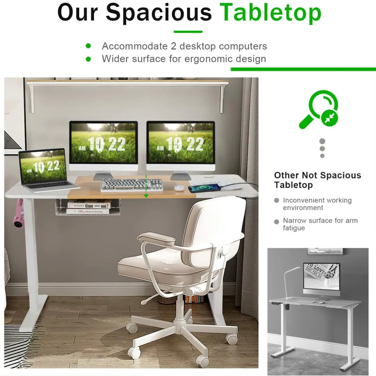 55"x 28" Height Adjustable Electric Standing Desk, Sit Stand Desk w/Control Panel & USB Port