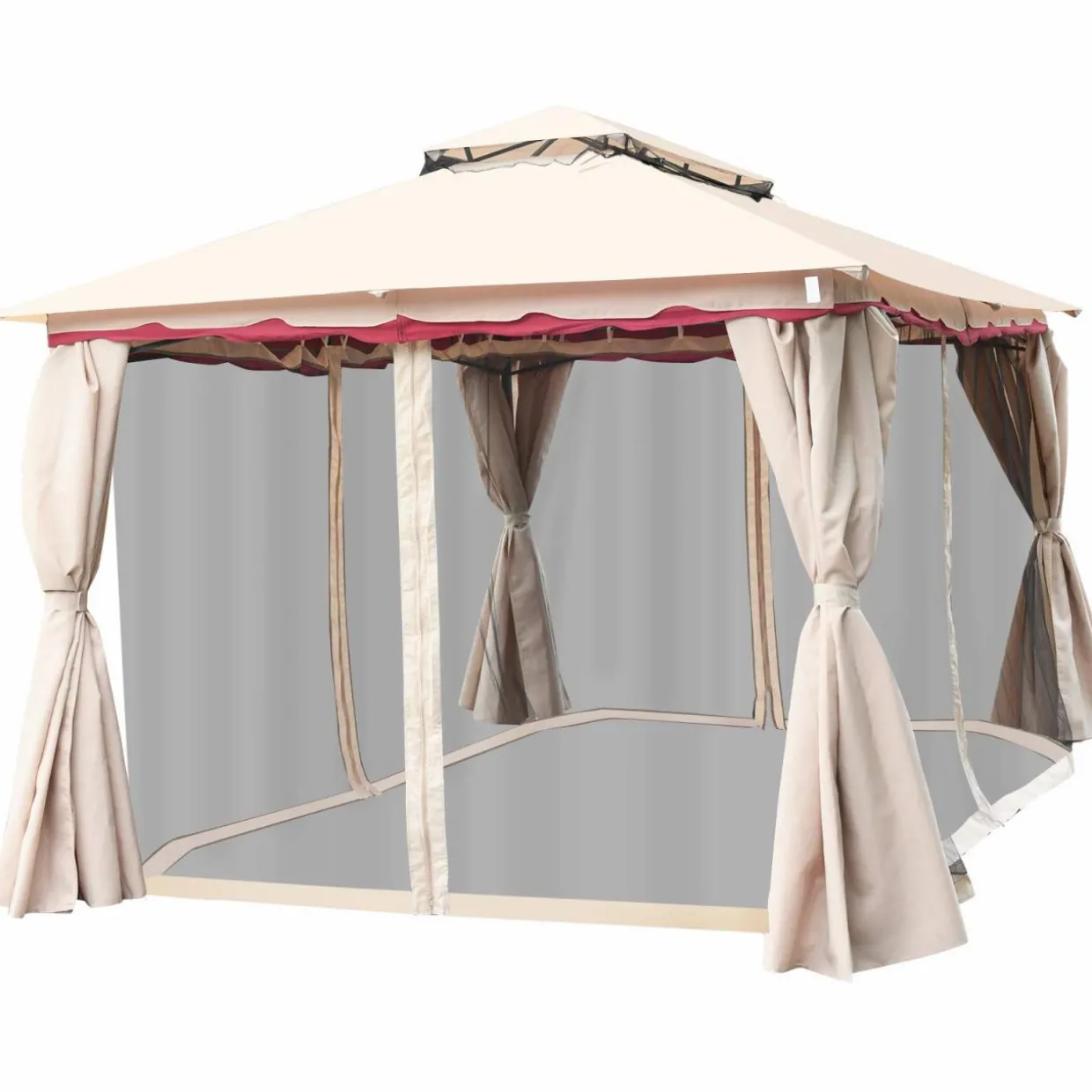 13x10 Feet Patio Gazebo, Outdoor Steel Gazebo with Mesh Netting and Privacy Side Walls