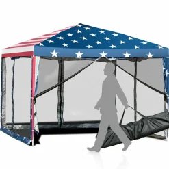 10x10 ft Pop-Up Canopy Tent w/ Netting, Outdoor Canopy Tent with Carry Bag